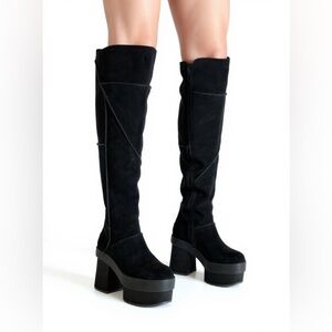 UGG New Heights Platform Xtra Over-the-Knee Black Boots
